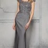 MGNY By Mori Lee - 72425 Cap Sleeve Sequined Crepe Evening Gown 1 MGNY By Mori Lee - 72425 Cap Sleeve Sequined Crepe Evening Gown