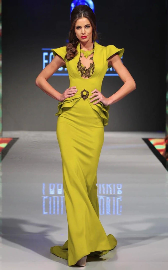 MNM Couture - 2295 Bell Cap Sleeve Peplum Sheath Gown 9 MNM Couture - 2295 Bell Cap Sleeve Peplum Sheath Gown