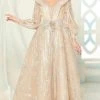 MNM COUTURE - 2522 Illusion Jewel Lone Sleeves Gown 1 MNM COUTURE - 2522 Illusion Jewel Lone Sleeves Gown