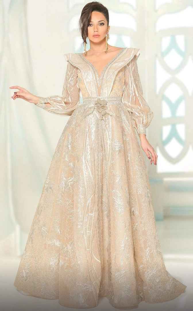 MNM COUTURE - 2522 Illusion Jewel Lone Sleeves Gown 3 MNM COUTURE - 2522 Illusion Jewel Lone Sleeves Gown