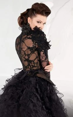 MNM COUTURE - 2557 Appliqued High Neck Ruffled Ballgown 7 MNM COUTURE - 2557 Appliqued High Neck Ruffled Ballgown