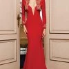 MNM Couture - Embroidered Long Sleeve Mermaid Dress N0122