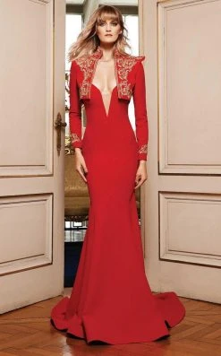 MNM Couture - Embroidered Long Sleeve Mermaid Dress N0122