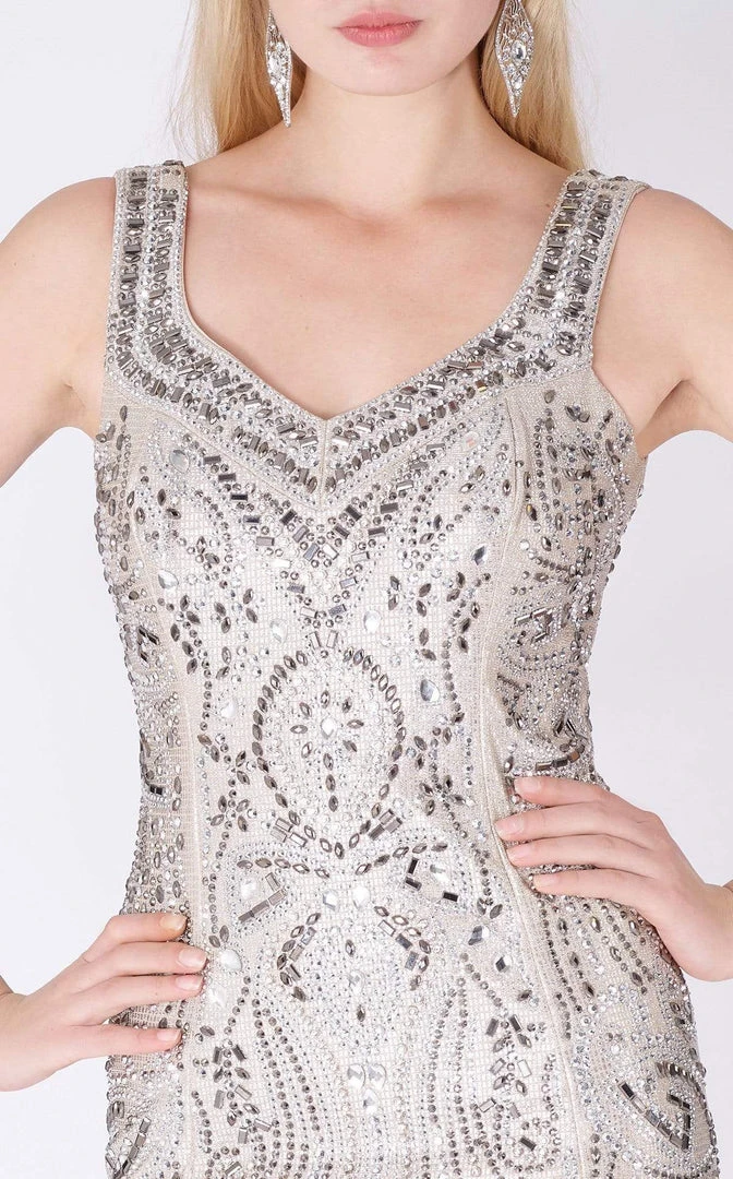 MNM COUTURE - F00301 Sleeveless Jewel Beaded Long Sheath Gown 5 MNM COUTURE - F00301 Sleeveless Jewel Beaded Long Sheath Gown