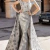 MNM COUTURE - F00590 Metallic Mermaid Overskirt Long Gown 1 MNM COUTURE - F00590 Metallic Mermaid Overskirt Long Gown