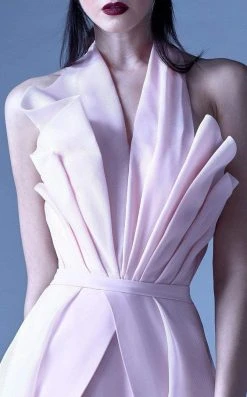 MNM Couture - G0924 Pleated Halter A-Line Evening Dress