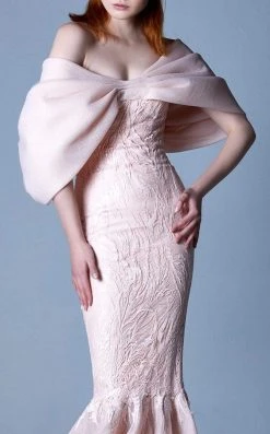 MNM COUTURE - G1103 Caped Off-Shoulder Mermaid Gown 9 MNM COUTURE - G1103 Caped Off-Shoulder Mermaid Gown