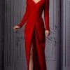 MNM COUTURE - K3849 Long Sleeves Sheath Dress With Slit