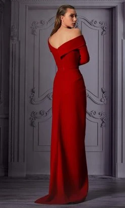 MNM COUTURE - K3849 Long Sleeves Sheath Dress With Slit