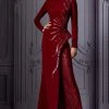 MNM COUTURE - K3850 Sequin Embellished Long Sleeves Gown 2 MNM COUTURE - K3850 Sequin Embellished Long Sleeves Gown