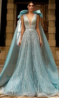 MNM Couture K3930 - Flutter Sleeve Evening Gown