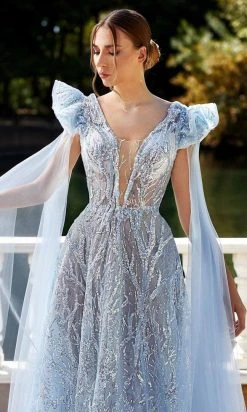 MNM Couture K3930 - Flutter Sleeve Evening Gown