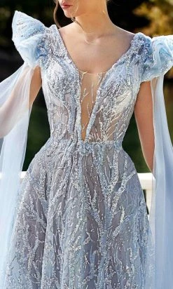 MNM Couture K3930 - Flutter Sleeve Evening Gown