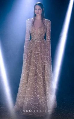 MNM COUTURE K3959 - Glimmering Plunging V-neck Evening Gown