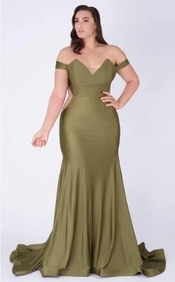 MNM COUTURE - L0044 Tapered V Neck Mermaid Gown