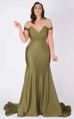 MNM COUTURE - L0044 Tapered V Neck Mermaid Gown