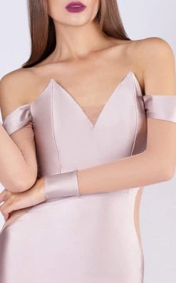 MNM COUTURE - L0044S V Neckline Illusion Long Sleeves Evening Gown 6 MNM COUTURE - L0044S V Neckline Illusion Long Sleeves Evening Gown