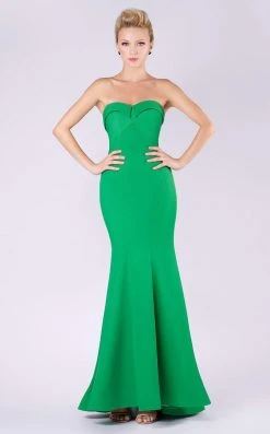 MNM COUTURE - M0002 Strapless Folded Sweetheart Crepe Mermaid Dress