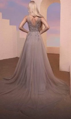 MNM COUTURE M0095 - Floral Applique Tulle Evening Dress