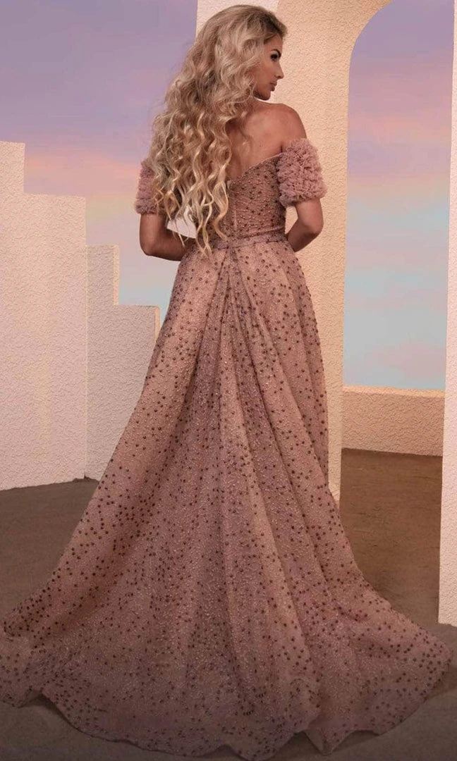 MNM COUTURE M0100 - Off Shoulder Overskirt Evening Dress 5 MNM COUTURE M0100 - Off Shoulder Overskirt Evening Dress