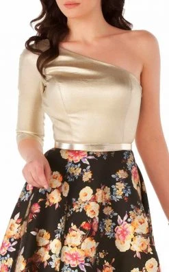 MNM Couture - N0012 Asymmetric Neck High Low Dress