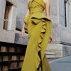 MNM COUTURE - N0297 Strapless Ruffled Jumpsuit With Slit