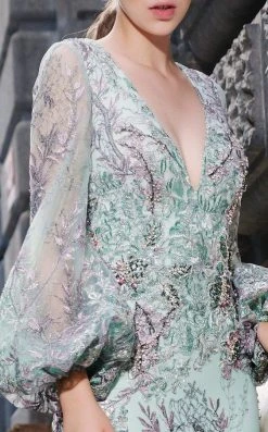 MNM COUTURE - N0309 Embellished Deep V-neck Trumpet Dress 7 MNM COUTURE - N0309 Embellished Deep V-neck Trumpet Dress