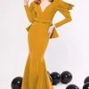 MNM COUTURE - N0315 Cowl Ornate Cutout Long Sleeve Mermaid Gown 2 MNM COUTURE - N0315 Cowl Ornate Cutout Long Sleeve Mermaid Gown