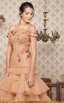 MNM COUTURE - N0338 Embroidered Off-Shoulder Tiered Ruffle Dress 7 MNM COUTURE - N0338 Embroidered Off-Shoulder Tiered Ruffle Dress