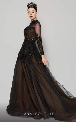 MNM Couture - N0353 Beaded Illusion High Neckline Evening Gown 7 MNM Couture - N0353 Beaded Illusion High Neckline Evening Gown