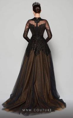 MNM Couture - N0353 Beaded Illusion High Neckline Evening Gown 9 MNM Couture - N0353 Beaded Illusion High Neckline Evening Gown