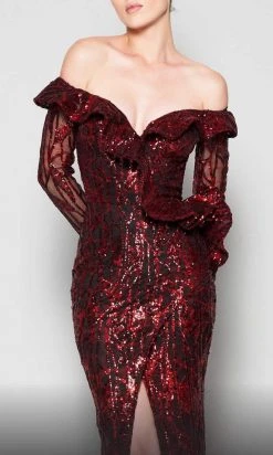 MNM COUTURE - N0363 Embellished Off-Shoulder Sheath Dress 9 MNM COUTURE - N0363 Embellished Off-Shoulder Sheath Dress