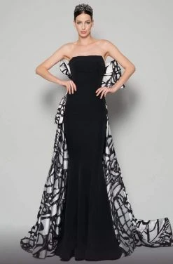 MNM COUTURE - N0395 Strapless Trumpet Dress With Train