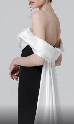 MNM COUTURE N0456 - Draped Off Shoulder Evening Dress