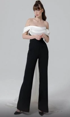 MNM COUTURE N0456A - Draped Off Shoulder Jumpsuit