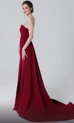 MNM COUTURE N0464 - Strapless Wrap Slit Evening Dress 9 MNM COUTURE N0464 - Strapless Wrap Slit Evening Dress