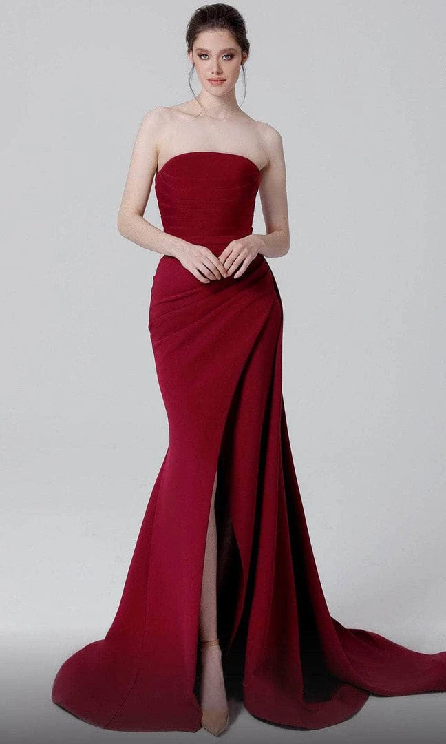 MNM COUTURE N0464 - Strapless Wrap Slit Evening Dress 3 MNM COUTURE N0464 - Strapless Wrap Slit Evening Dress