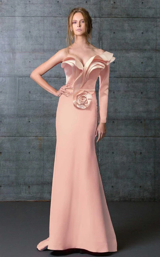 MNM Couture - Single Long Sleeve Evening Gown N0075 3 MNM Couture - Single Long Sleeve Evening Gown N0075