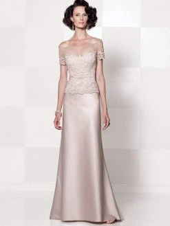 Mon Cheri - 114651 Two Piece Off Shoulder Long Dress - 1 Pc. Raisin In Size 10 Available