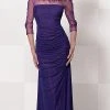 Mon Cheri 114669 Quarter Sleeves Ruched Sheath Formal Dress