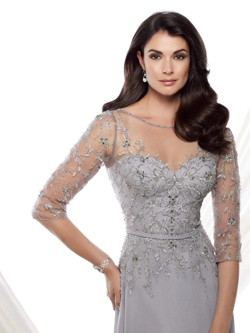 Mon Cheri - 115971 Illusion Quarter Sleeve Beaded Chiffon Dress - 1 Pc Navy In Size 6 Available 4 Mon Cheri - 115971 Illusion Quarter Sleeve Beaded Chiffon Dress - 1 Pc Navy In Size 6 Available