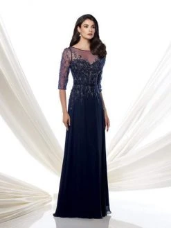Mon Cheri - 115971 Illusion Quarter Sleeve Beaded Chiffon Dress - 1 Pc Navy In Size 6 Available 8 Mon Cheri - 115971 Illusion Quarter Sleeve Beaded Chiffon Dress - 1 Pc Navy In Size 6 Available
