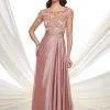 Mon Cheri - 216968 Two Tone Chiffon A-line Dress - 1 Pc Rose In Size 6 Available