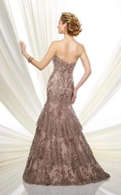 Mon Cheri 216D53 Strapless Beaded Lace Evening Gown