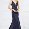 Mon Cheri 217933 V-Neck Metallic Embellished Evening Gown 2 Mon Cheri 217933 V-Neck Metallic Embellished Evening Gown