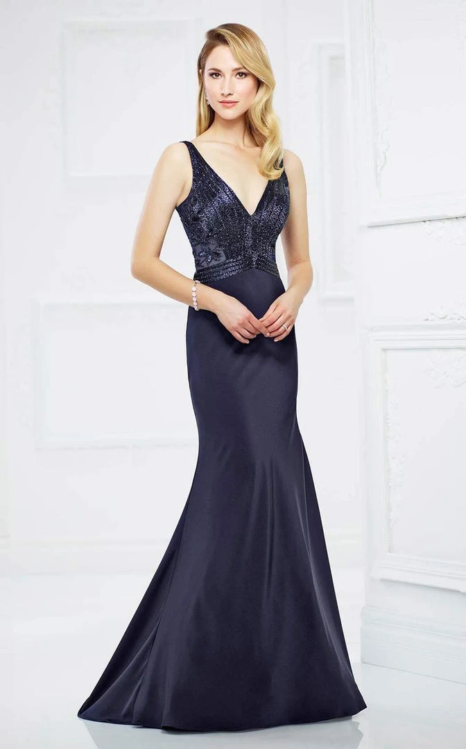Mon Cheri 217933 V-Neck Metallic Embellished Evening Gown 3 Mon Cheri 217933 V-Neck Metallic Embellished Evening Gown