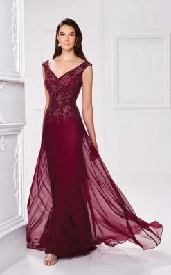 Mon Cheri A-Line Gown 117903 - 1 Pc Wine In Size 12 And 1 Pc Wedgewood In Size 10 Available