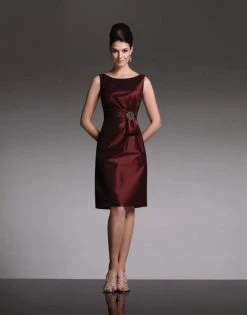 Mon Cheri Bateau Sheath Dress In Wine 28872