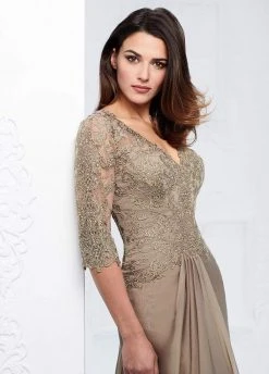 Mon Cheri - Beaded Lace A-Line Gown With Detachable Sleeves 117909 15 Mon Cheri - Beaded Lace A-Line Gown With Detachable Sleeves 117909