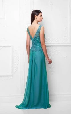 Mon Cheri - Beaded Lace A-Line Gown With Detachable Sleeves 117909 12 Mon Cheri - Beaded Lace A-Line Gown With Detachable Sleeves 117909